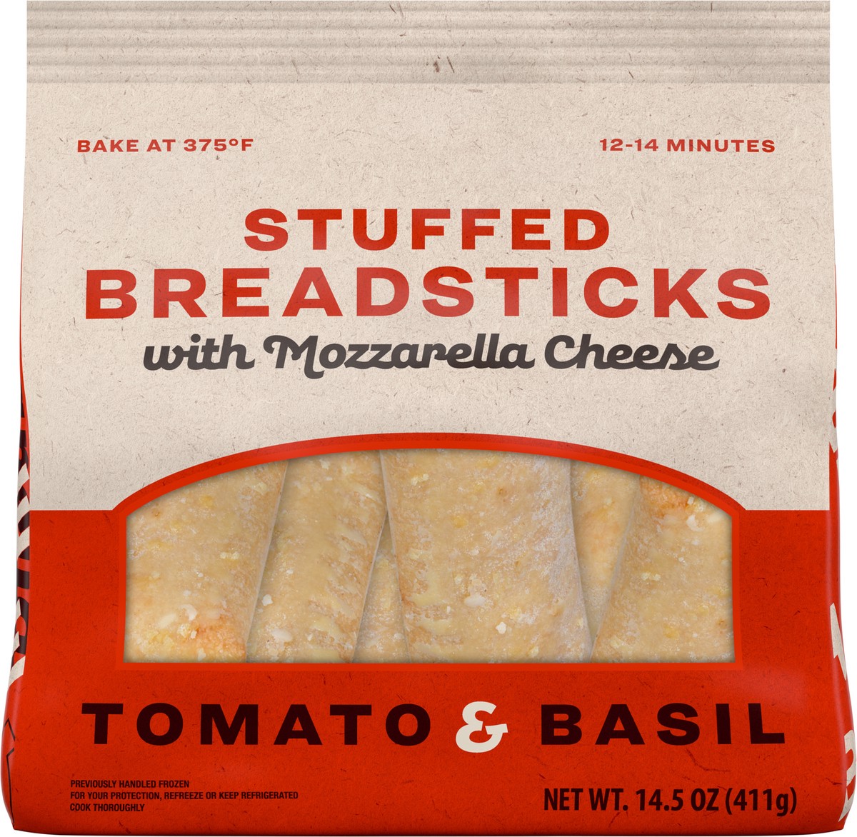 slide 5 of 8, Tyson Unbranded Stuffed Breadsticks with Mozzarella Cheese, Tomato & Basil, 411.07 g