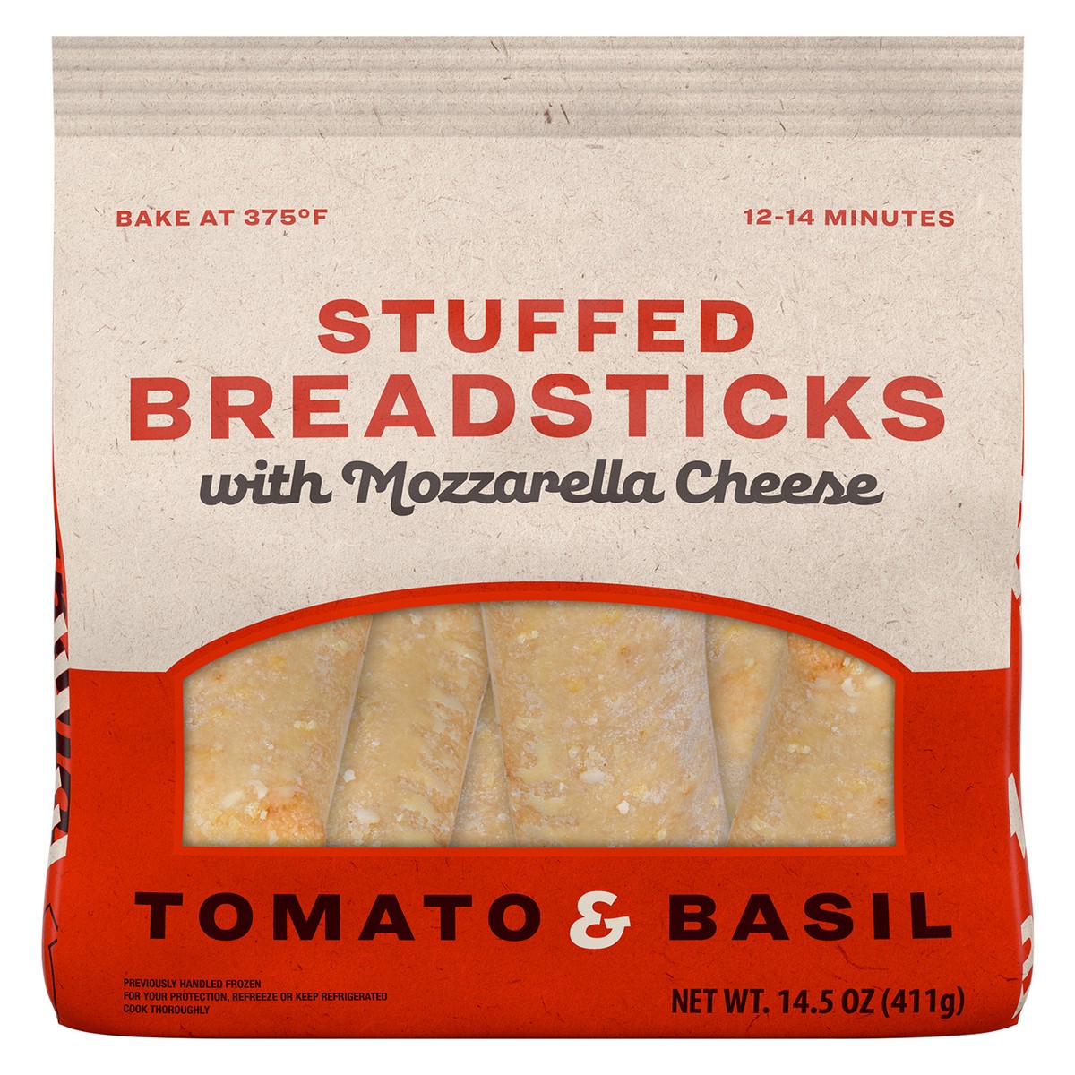 slide 3 of 8, Tyson Unbranded Stuffed Breadsticks with Mozzarella Cheese, Tomato & Basil, 411.07 g