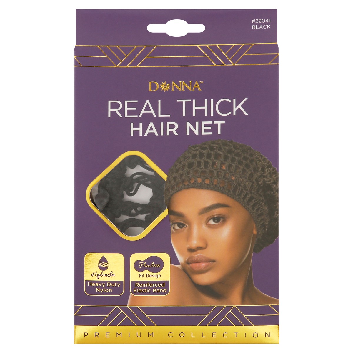 slide 5 of 11, Donna Premium Collection Black Real Thick Hair Net 1 ea, 1 ct