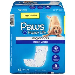 Paws Happy Life Male Wrap Dog Diapers Large (35-55 lbs) 12 ct