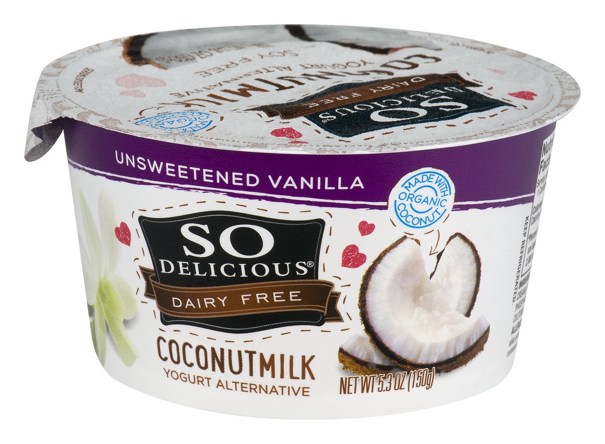 slide 4 of 9, So Delicious Dairy Free Coconut Milk Yogurt Alternative, Unsweetened, Vanilla, Vegan, Non-GMO Project Verified, 5.3 oz., 5.3 oz