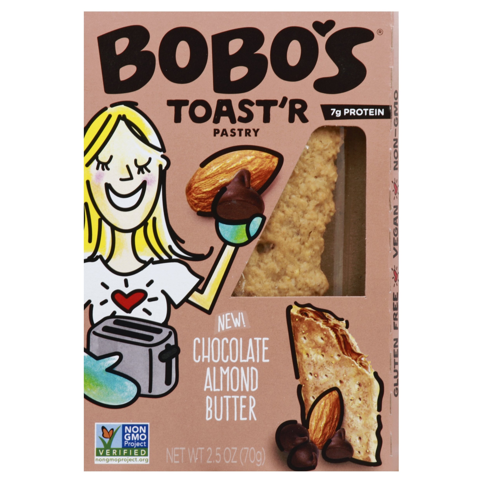 slide 1 of 1, Bobos Chocolate Almond Butter Toaster Pastry, 2.5 oz