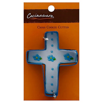 slide 1 of 1, Cocinaware Aqua Cookie Cutter Cross, 1 ct