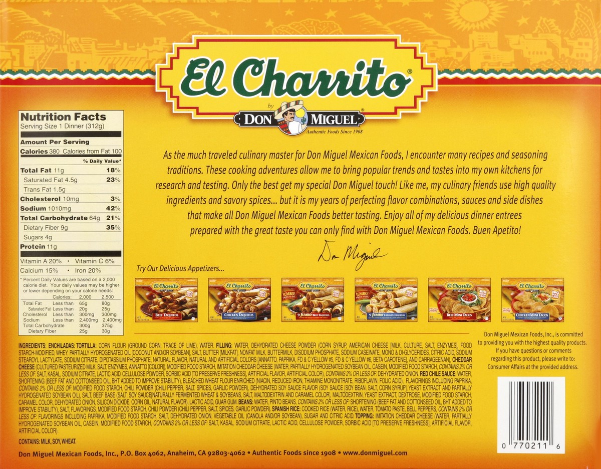 slide 6 of 6, El Charrito Cheese Enchilada Dinner 11 oz, 11 oz