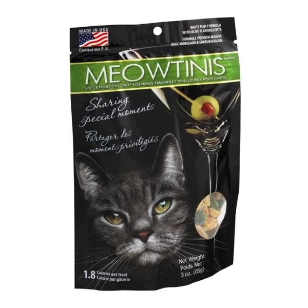 slide 1 of 1, Omega Paw Meowtinis Cat Treats White Fish Formula, 3 oz