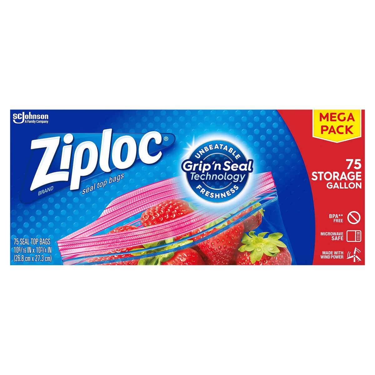 slide 1 of 1, Ziploc Gallon Storage Bag, 75 ct