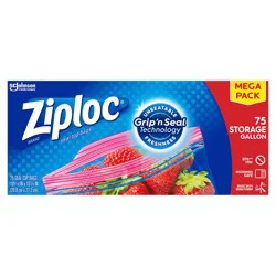 Ziploc Mega Pack Gallon Storage Seal Top Bags 75 ea