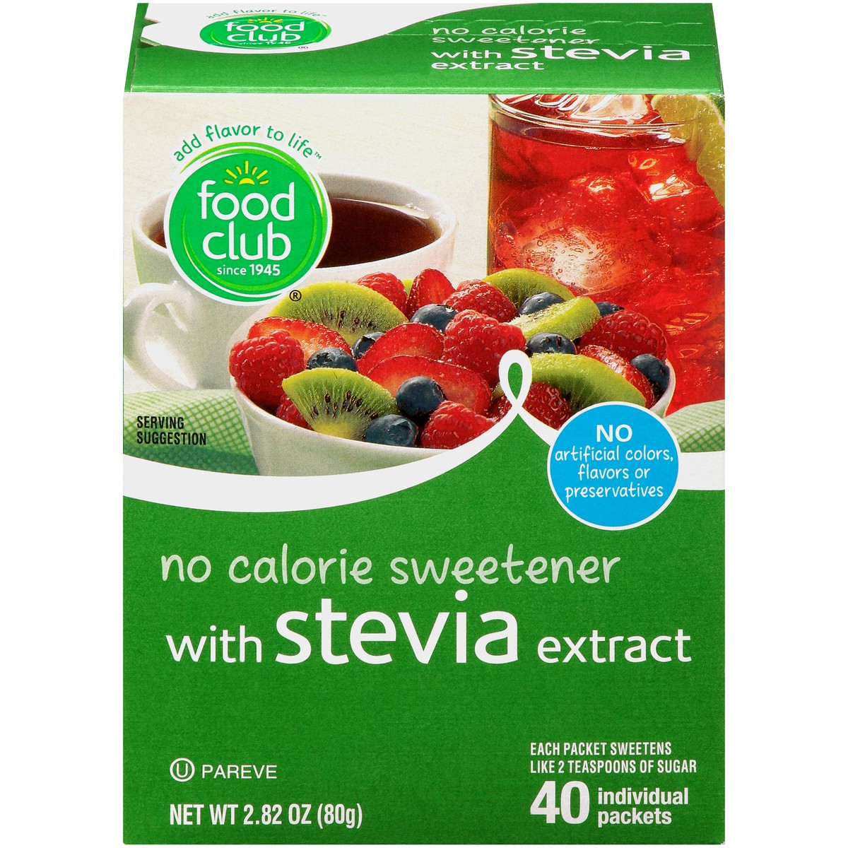 slide 2 of 4, Food Club No Calorie Sweetener With Stevia Extract, 2.82 oz