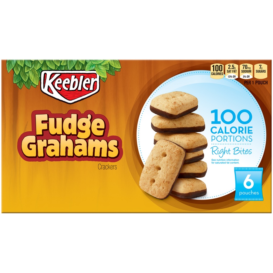 slide 1 of 1, Keebler 100 Calorie Right Bites Fudge Grahams Crackers, 6 ct; 0.71 oz