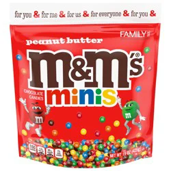 M&M's Minis Peanut Butter Candy, Family Size, 15 oz Bulk Resealable Bag