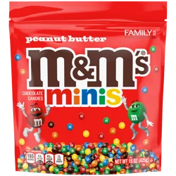 M&M's Minis Peanut Butter Candy, Family Size, 15 oz Bulk Resealable Bag