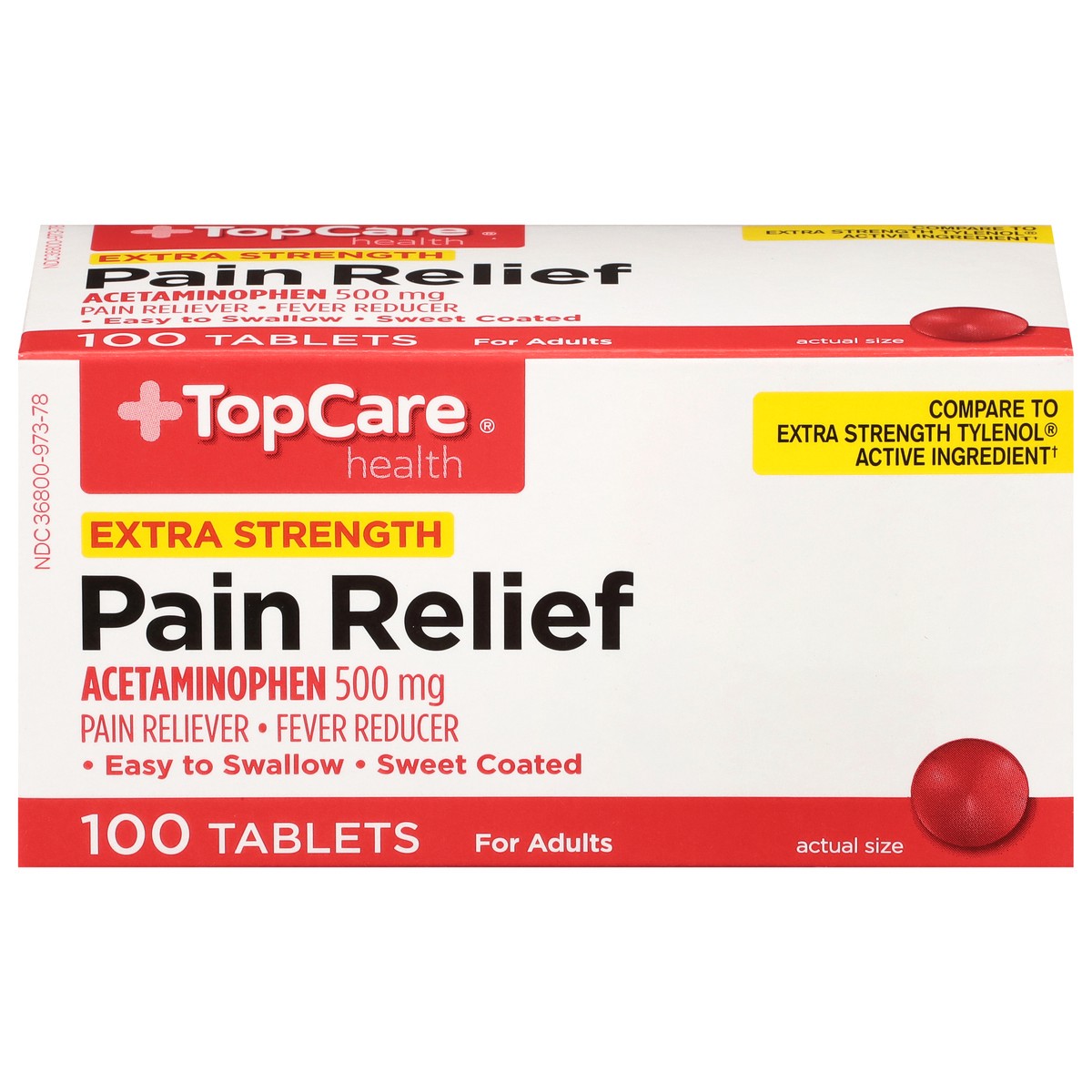 slide 3 of 4, TopCare Health 500 mg Extra Strength Pain Relief 100 Tablets, 100 ct