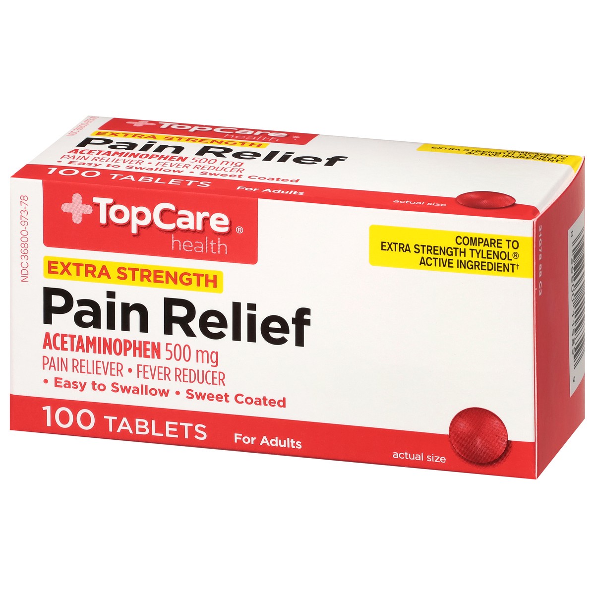slide 4 of 4, TopCare Health 500 mg Extra Strength Pain Relief 100 Tablets, 100 ct