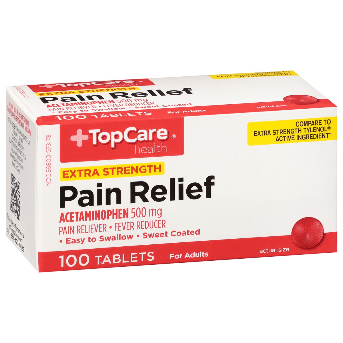 slide 2 of 4, TopCare Health 500 mg Extra Strength Pain Relief 100 Tablets, 100 ct