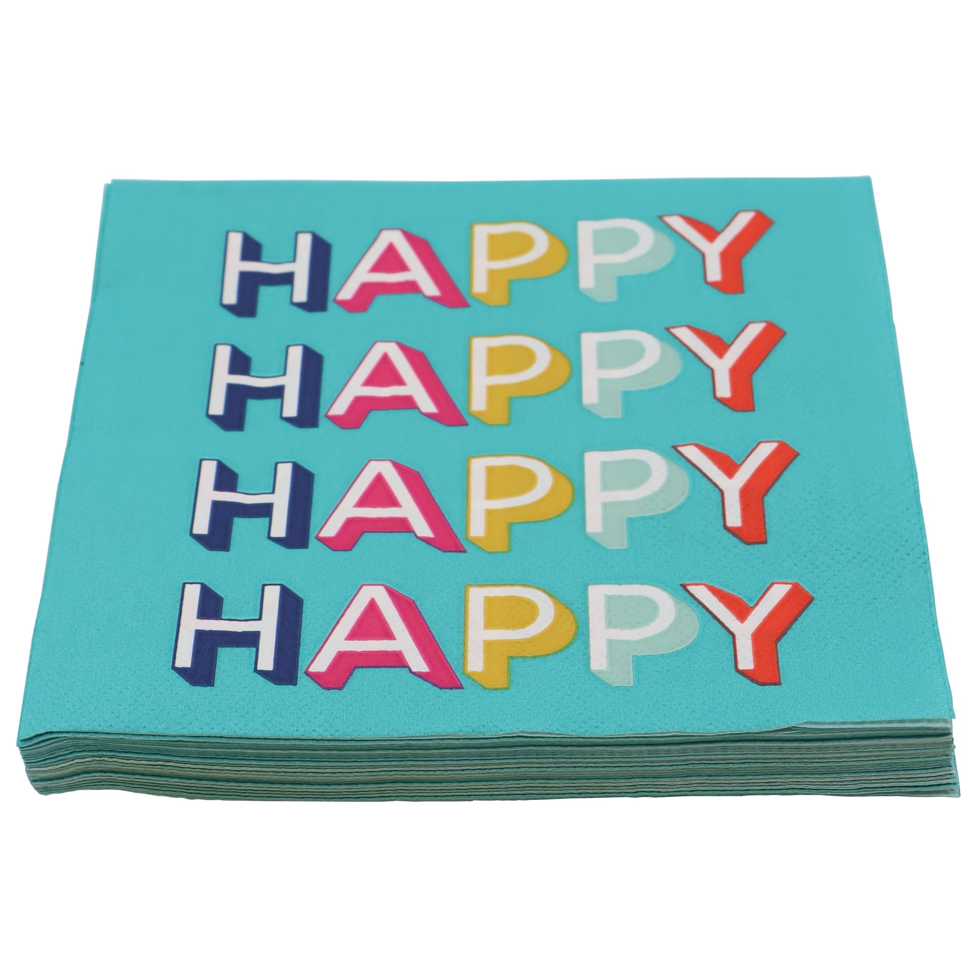 slide 2 of 3, Teal Happy Happy Lunch Napkins, 20ct. By Celebrate It, 20 ct