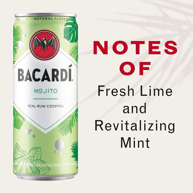 slide 3 of 6, Bacardi 4 Pack Mojito Rum Cocktail 4 ea, 4 ct