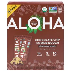Aloha Organic Chocolate Chip Cookie Dough Protein Bars - 5 ct