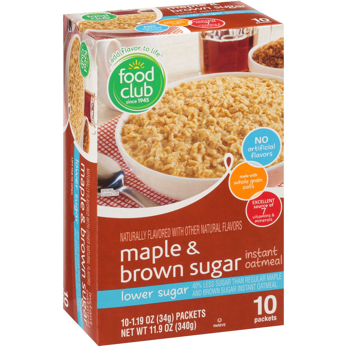 slide 5 of 10, Food Club Maple & Brown Sugar Instant Oatmeal, 10 ct