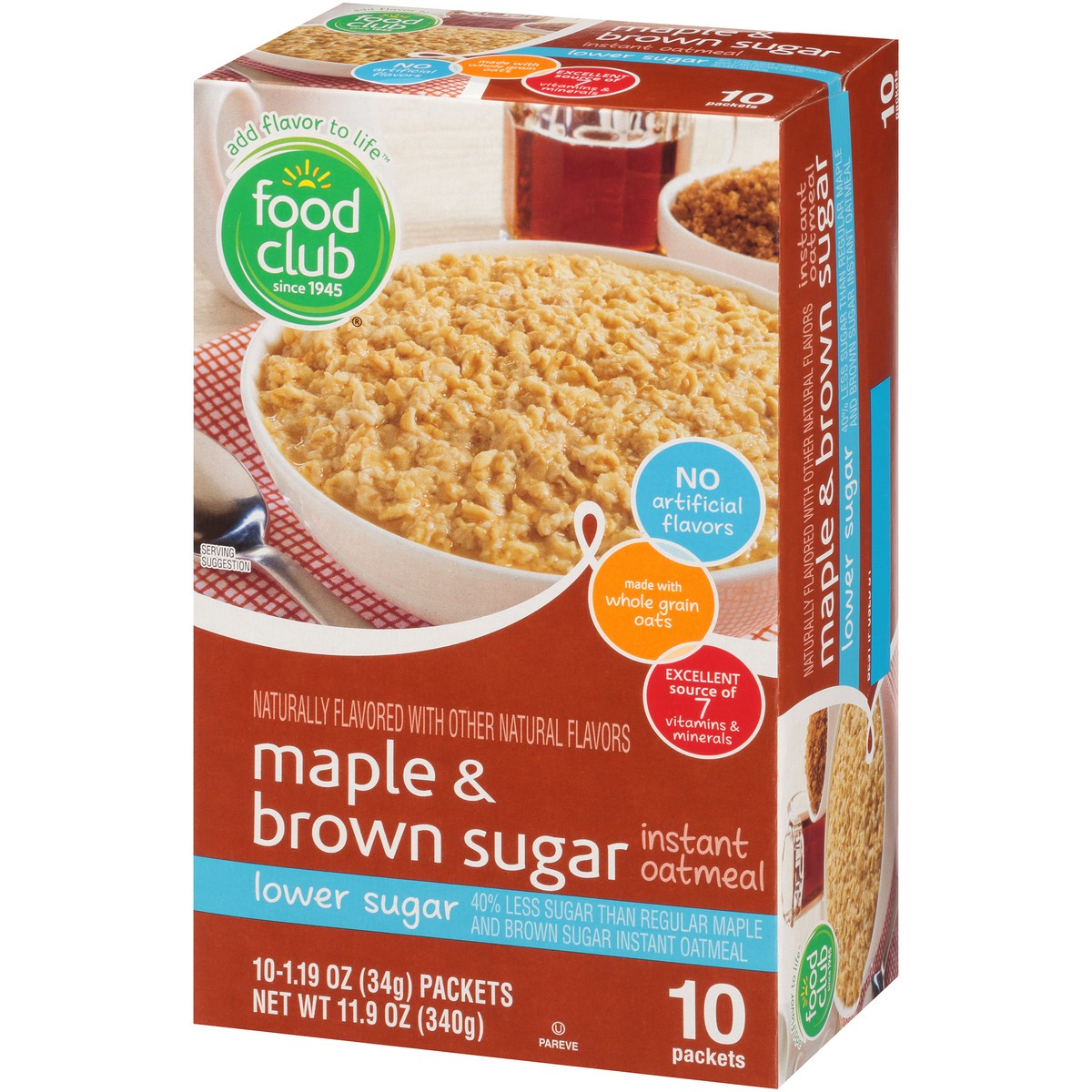 slide 10 of 10, Food Club Maple & Brown Sugar Instant Oatmeal, 10 ct