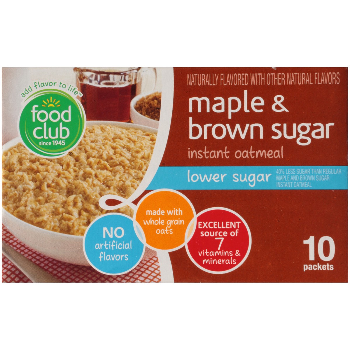 slide 7 of 10, Food Club Maple & Brown Sugar Instant Oatmeal, 10 ct