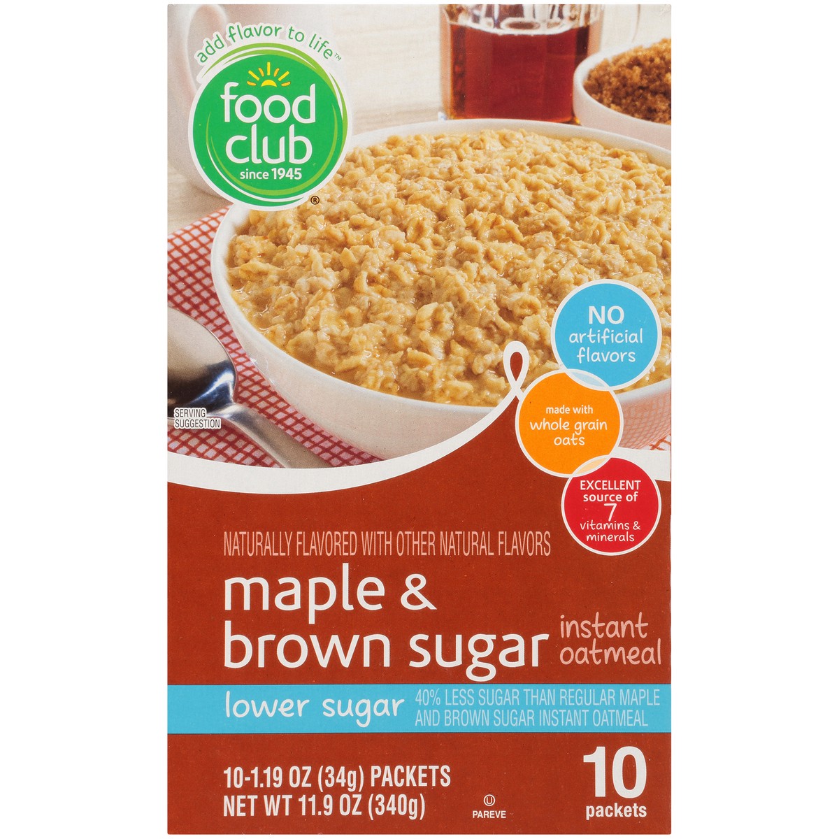 slide 4 of 10, Food Club Maple & Brown Sugar Instant Oatmeal, 10 ct