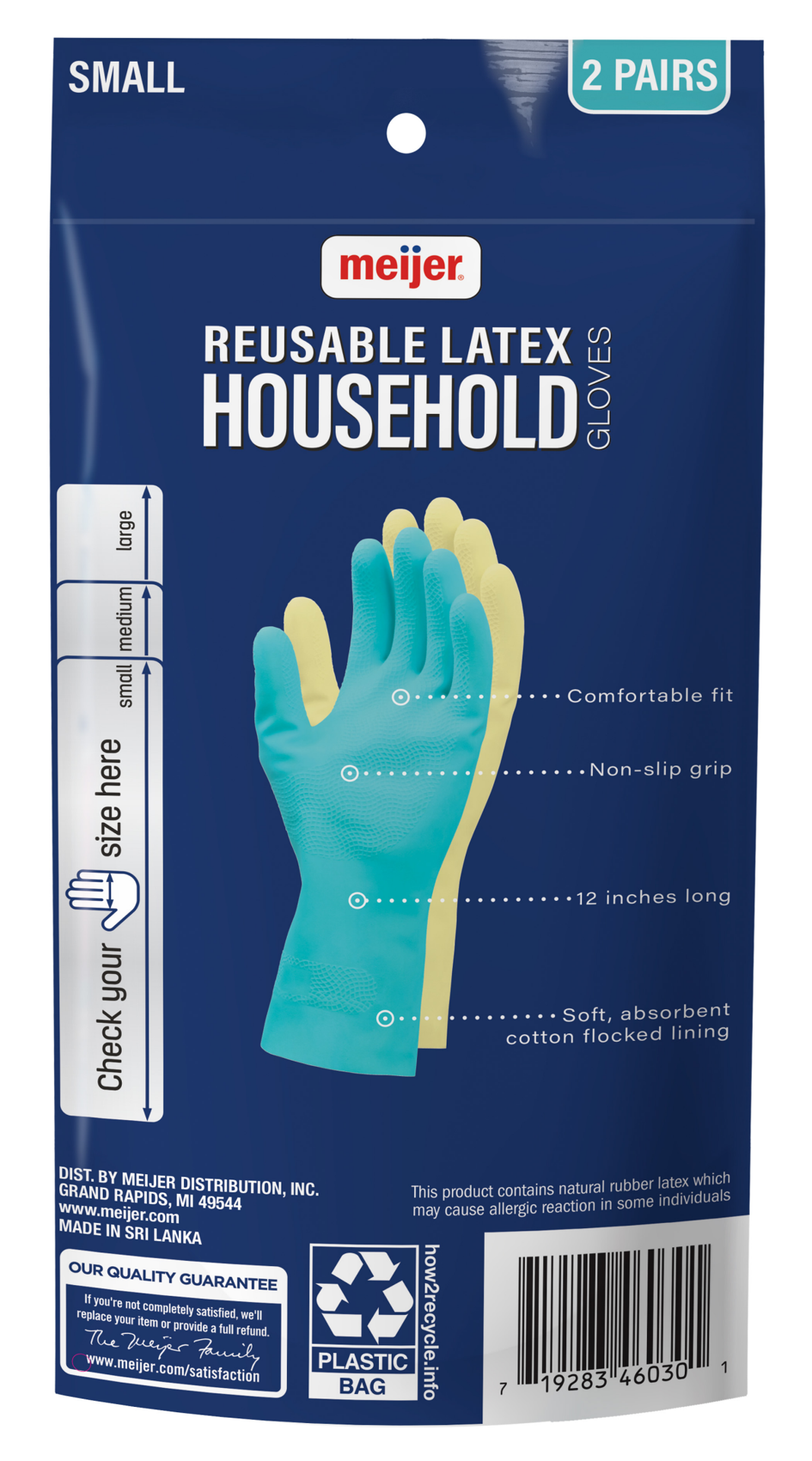 slide 16 of 17, Meijer Reusable Latex Household Gloves Sm 2 pr, 2 PR      