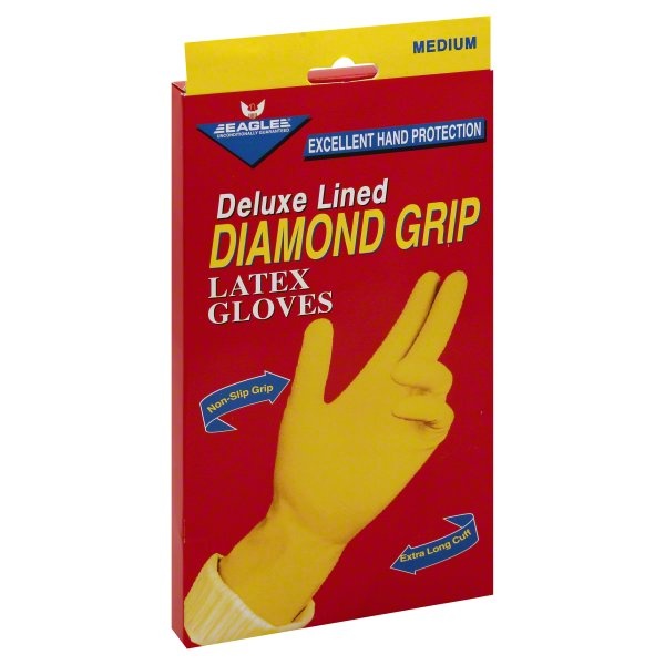 slide 1 of 1, Eagle Brand Diamond Grip Latex Gloves Medium, 1 ct