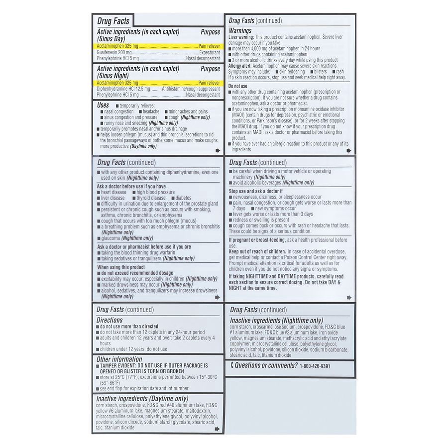 slide 5 of 5, Walgreens Daytime & Nighttime Sinus Pressure & Pain Caplets, 20 ct
