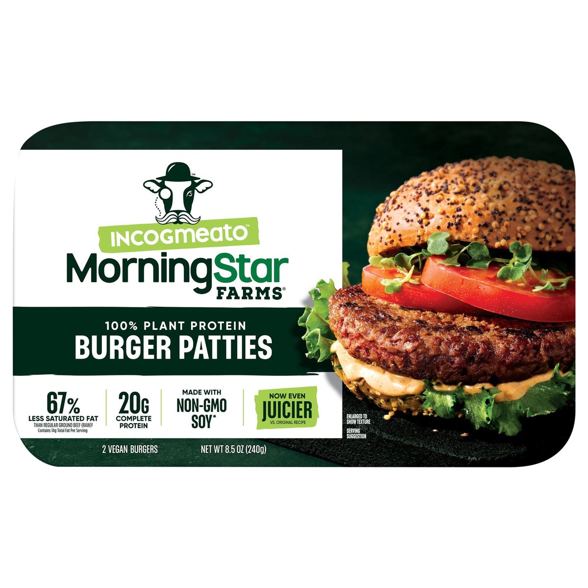 slide 4 of 13, Morning Star Farms MorningStar Farms Incogmeato Meatless Burgers, Vegan Plant-Based Protein, Frozen Meal, Original, 8.5oz Tray, 2 Patties, 8.5 oz