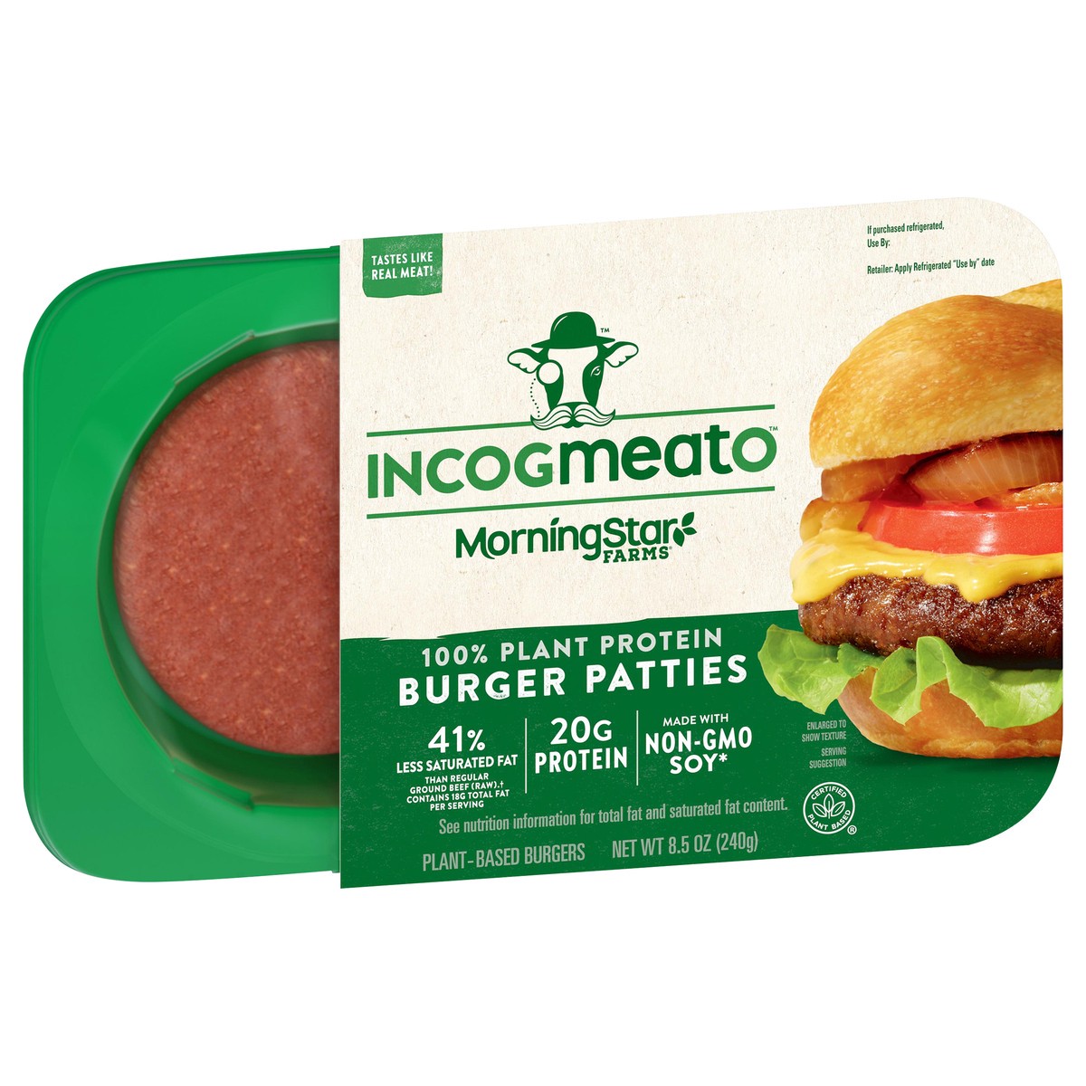 slide 2 of 13, Morning Star Farms MorningStar Farms Incogmeato Meatless Burgers, Vegan Plant-Based Protein, Frozen Meal, Original, 8.5oz Tray, 2 Patties, 8.5 oz