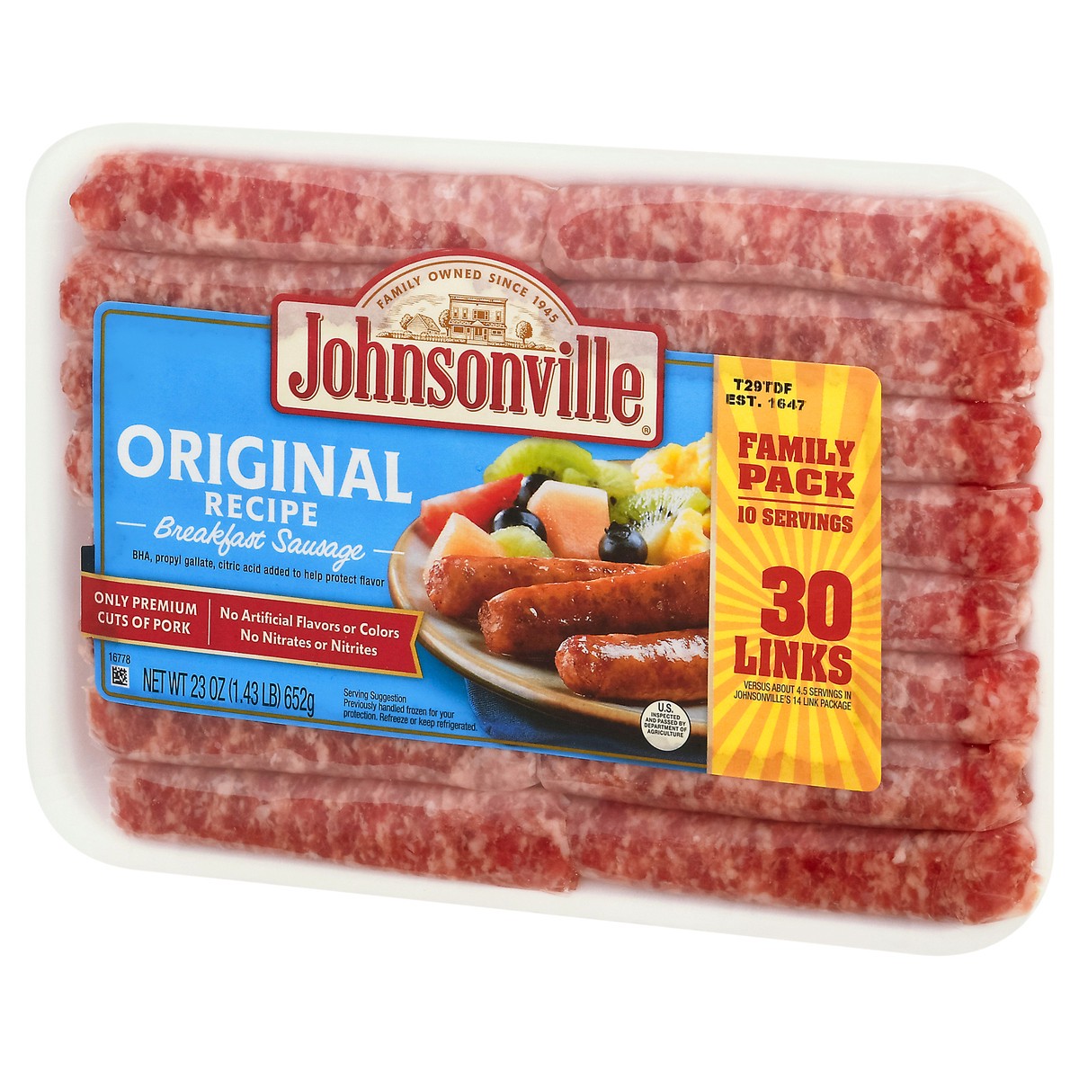 slide 9 of 9, Johnsonville Family Pack Original Recipe Breakfast Sausage 30 ea, 30 ct