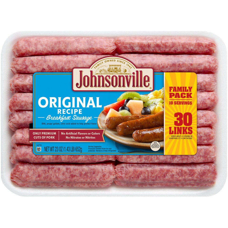 slide 1 of 9, Johnsonville Family Pack Original Recipe Breakfast Sausage 30 ea, 30 ct