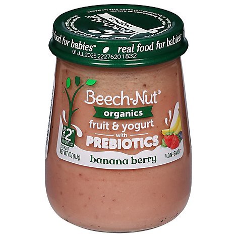 slide 1 of 1, Beech-nut Organic Fruit & Yogurt With Prebiotics Banana Berry 4oz Jar - 4 OZ, 4 oz