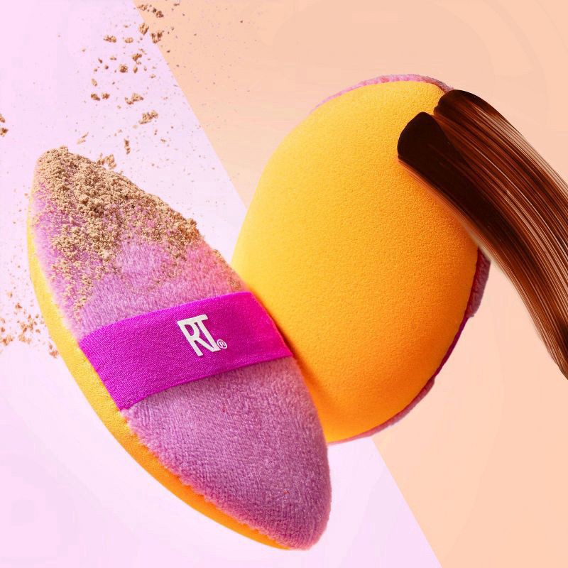 slide 4 of 11, Real Techniques Miracle 2-In-1 Powder Puff + Travel Case, 2 Count, 1 ct