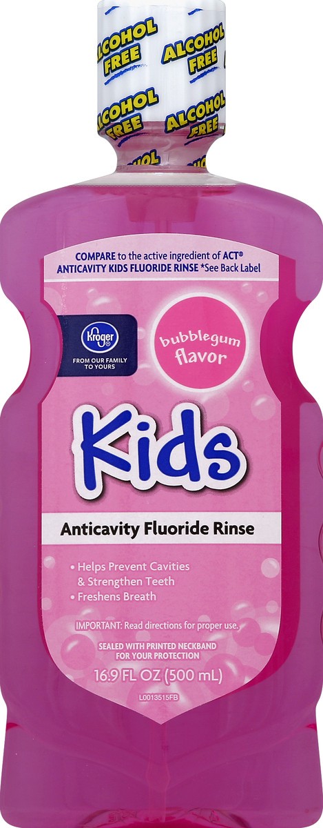 slide 1 of 3, Kroger Kids Bubble Gum Fluoride Rinse, 500 ml