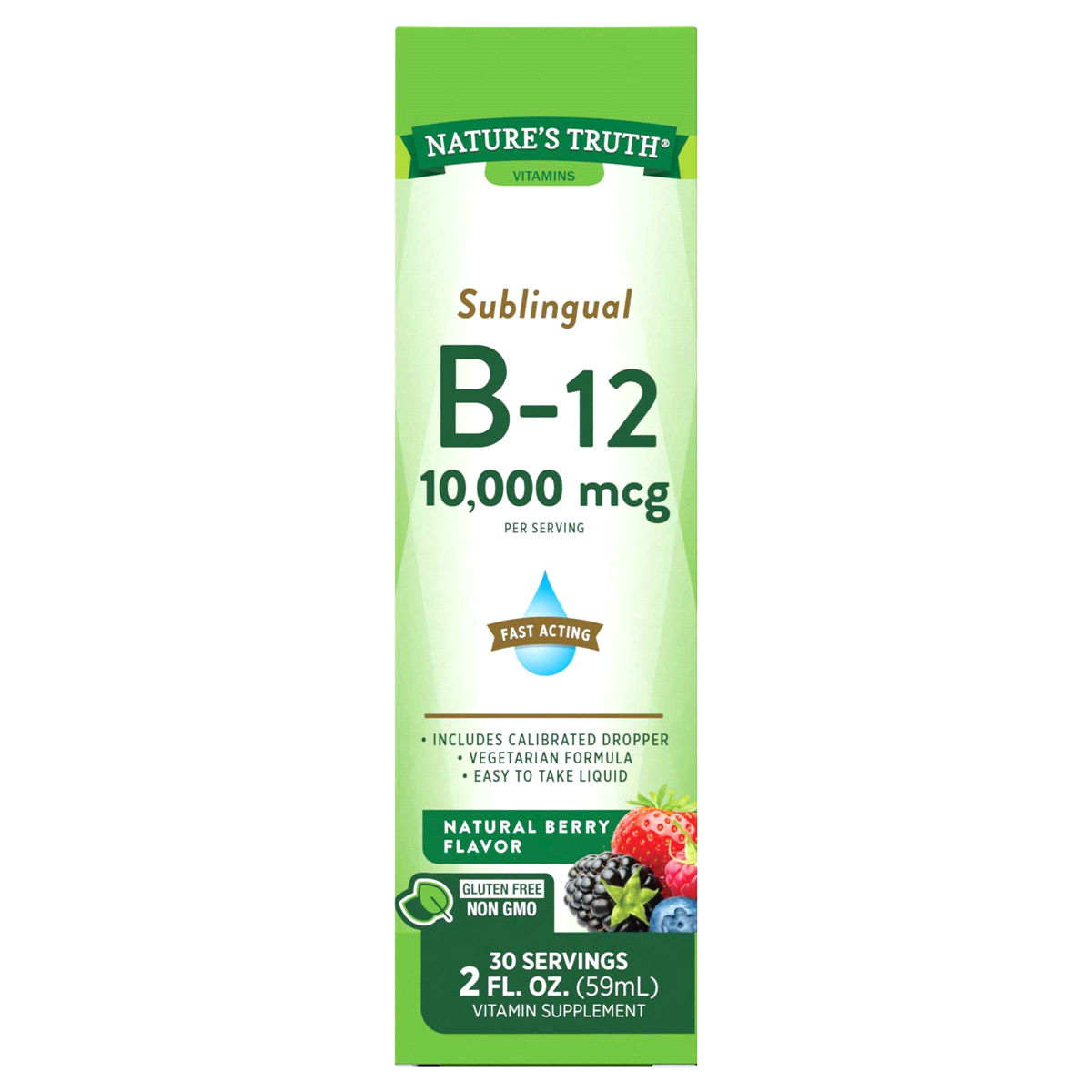 slide 1 of 4, Nature's Truth Sublingual Vitamin B-12 10,000 mcg Liquid, 2 fl oz