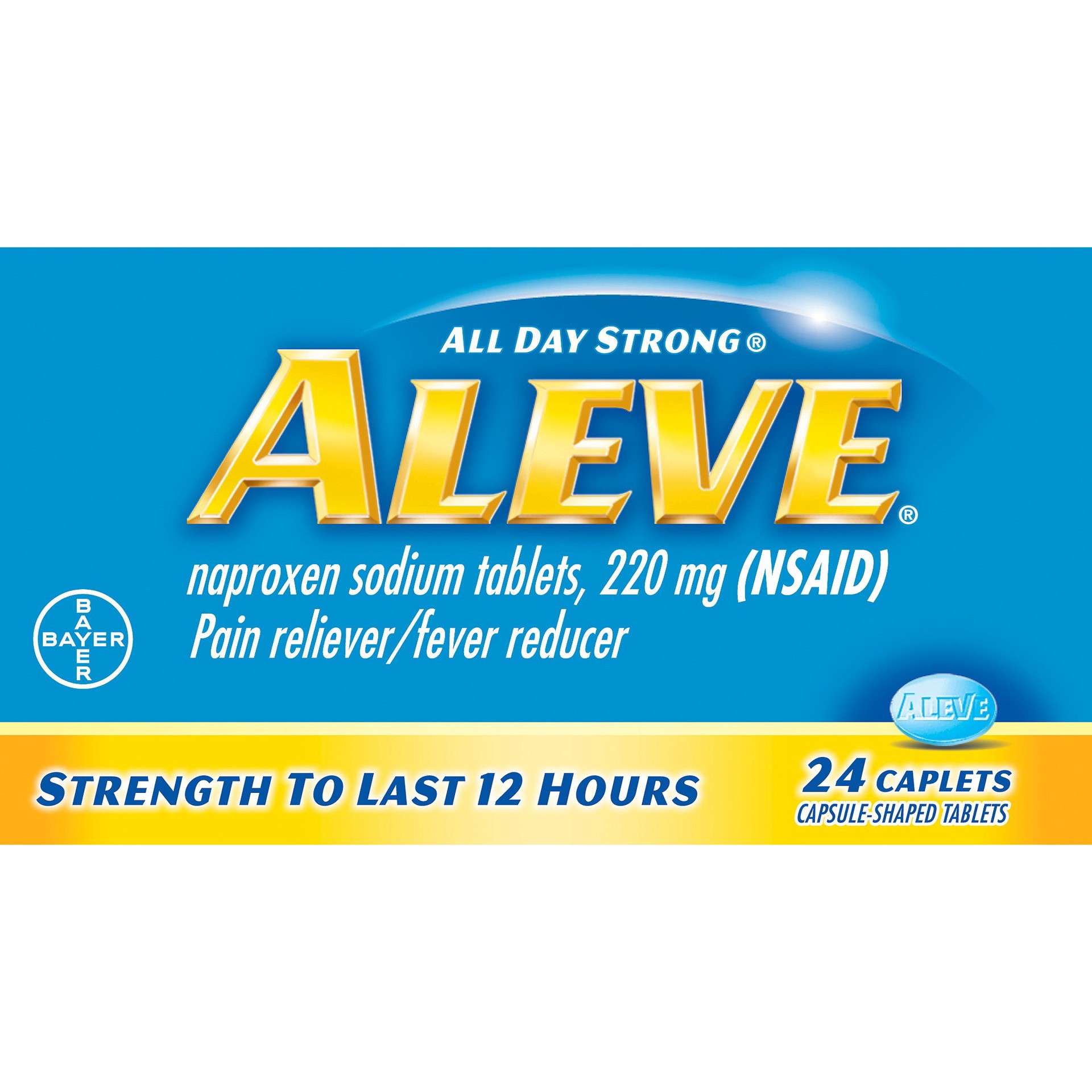 slide 1 of 1, Aleve Pain Reliever & Fever Reducer Caplets - Naproxen Sodium (NSAID), 24 ct