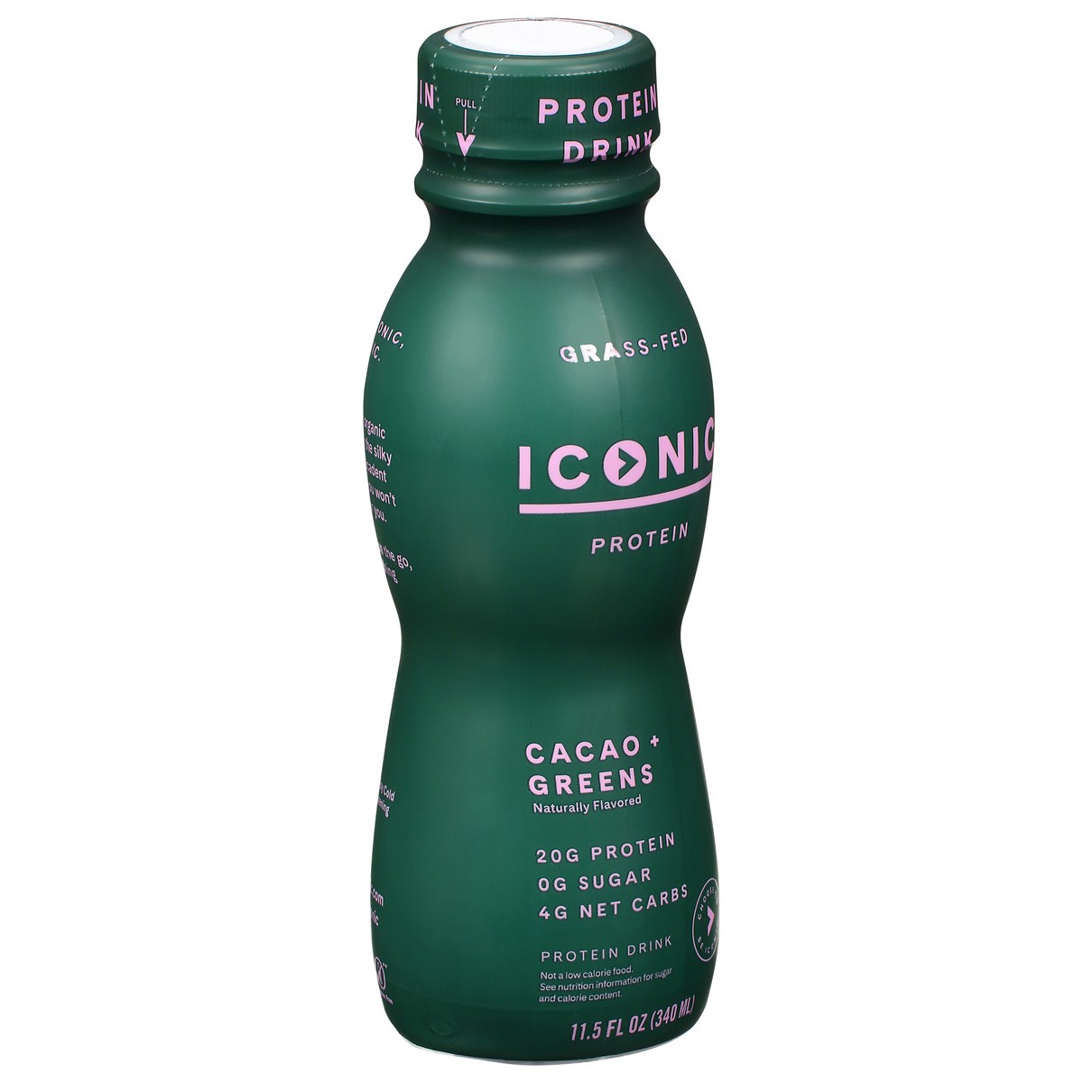 slide 2 of 9, ICONIC Cacao + Greens Protein Drink 11.5 fl oz Bottle, 11.5 fl oz