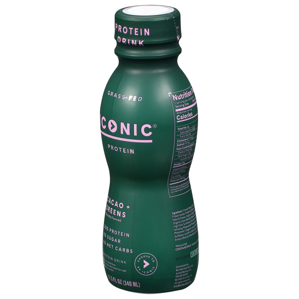 slide 3 of 9, ICONIC Cacao + Greens Protein Drink 11.5 fl oz Bottle, 11.5 fl oz