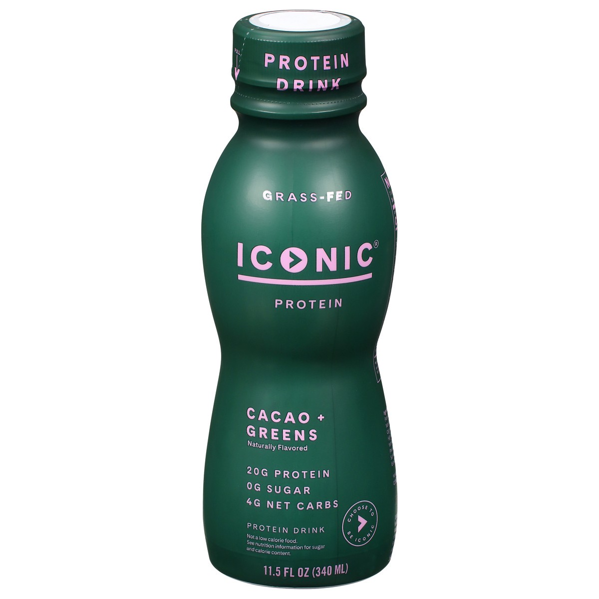 slide 1 of 9, ICONIC Cacao + Greens Protein Drink 11.5 fl oz Bottle, 11.5 fl oz