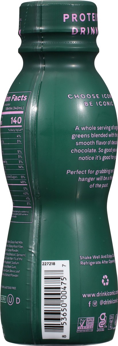 slide 5 of 9, ICONIC Cacao + Greens Protein Drink 11.5 fl oz Bottle, 11.5 fl oz