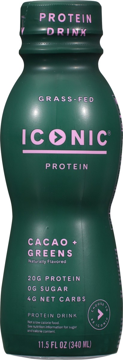 slide 6 of 9, ICONIC Cacao + Greens Protein Drink 11.5 fl oz Bottle, 11.5 fl oz