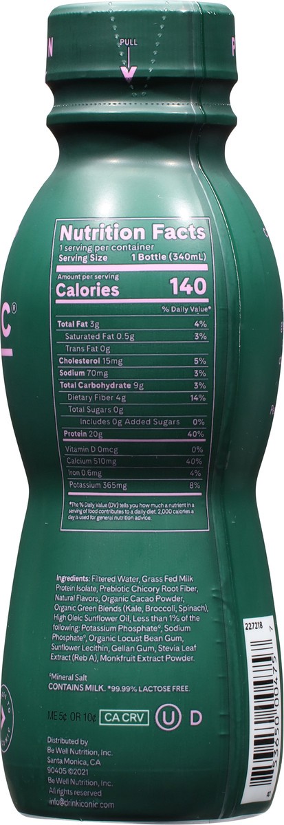 slide 8 of 9, ICONIC Cacao + Greens Protein Drink 11.5 fl oz Bottle, 11.5 fl oz