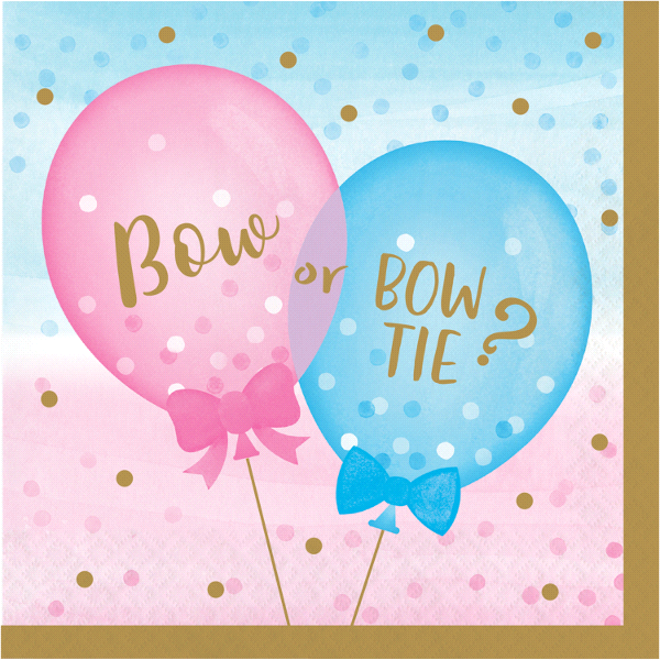 slide 1 of 1, Creative Converting Gender Reveal Balloons Lunch Napkin, 16 ct