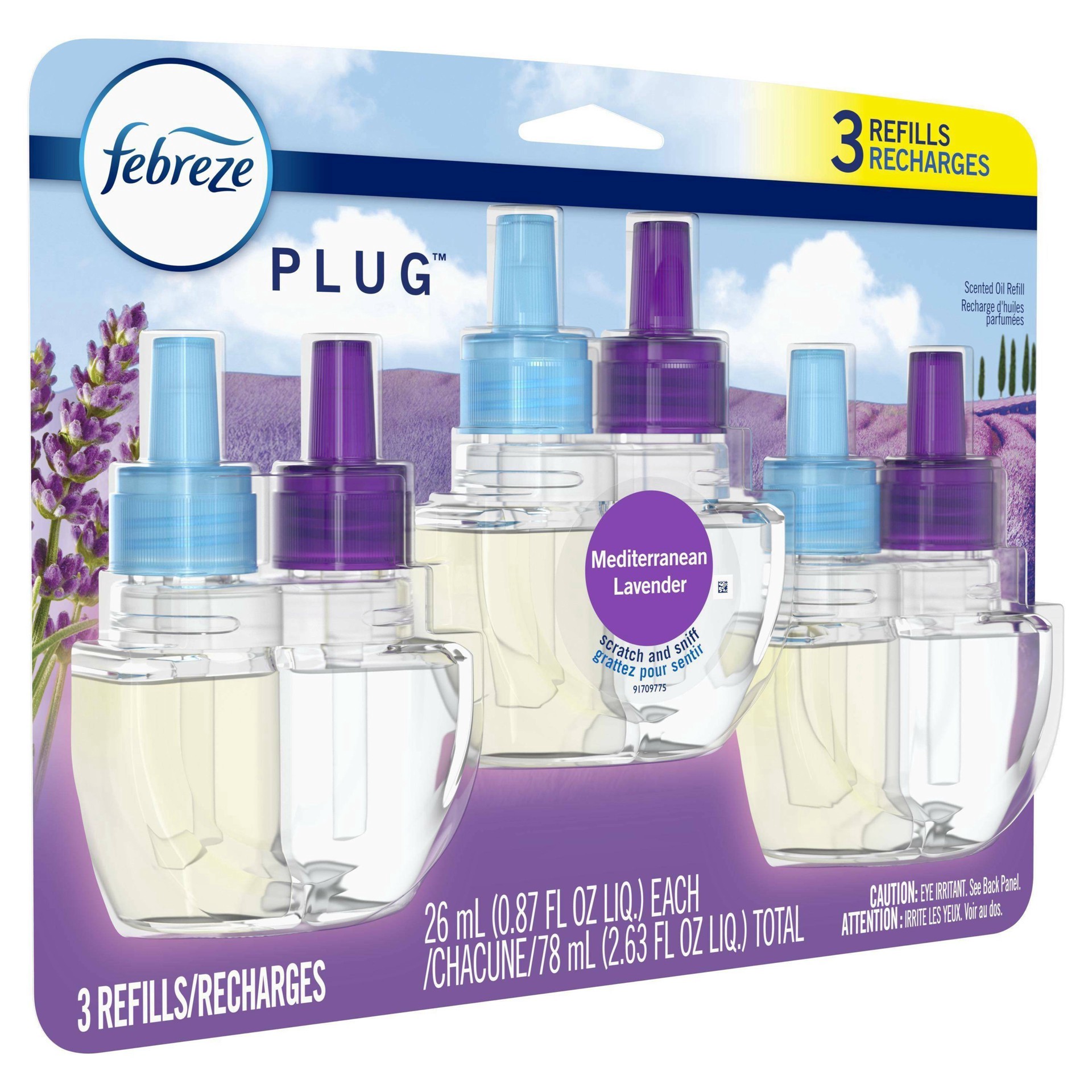 slide 12 of 14, Febreze Plug In Air Freshener, Odor-Fighting Scented Oil Refill, Mediterranean Lavender, 3 Refills, 3 ct