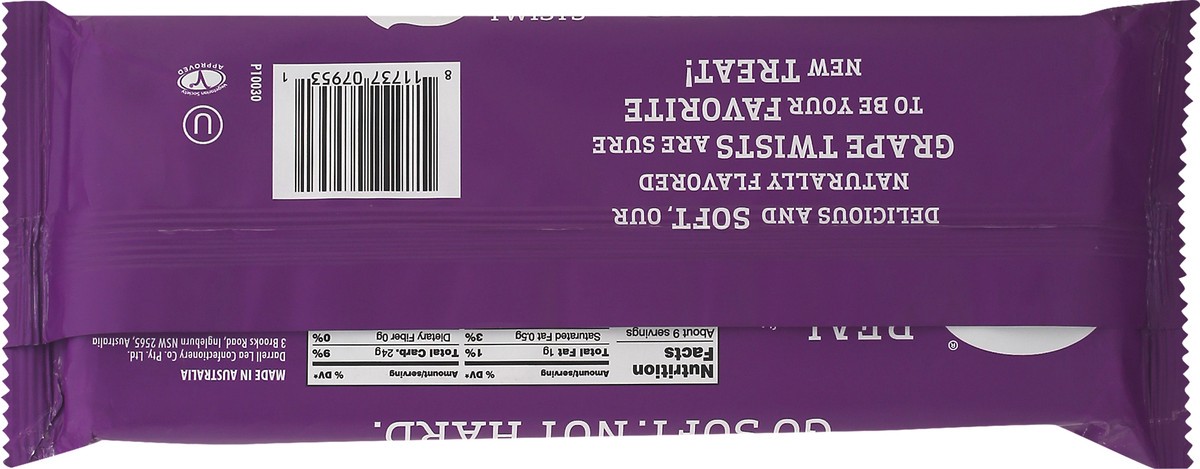 slide 8 of 8, Darrell Lea Grape Twists - Lay Down Bag, 10 oz