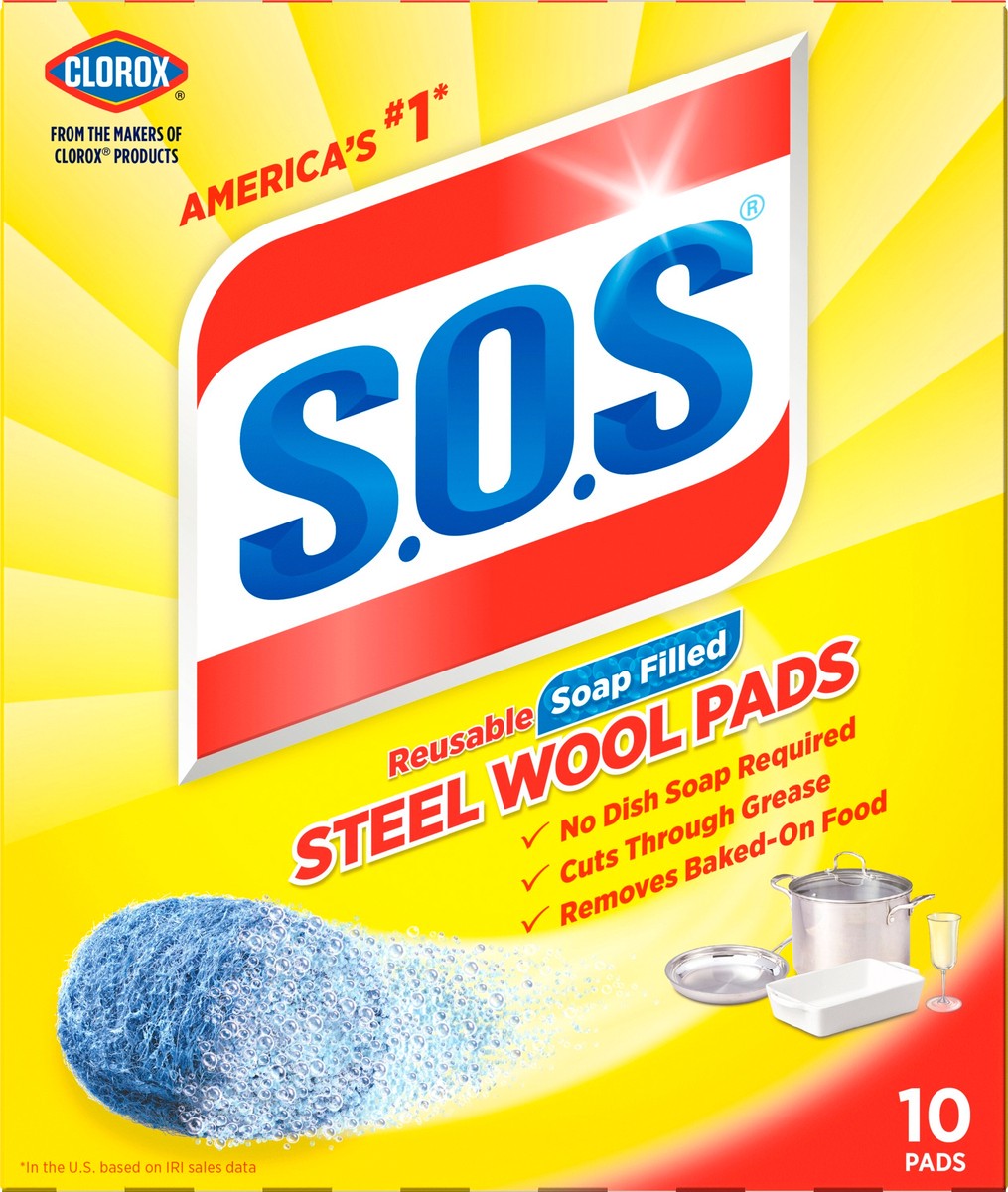 slide 6 of 13, S.O.S. Steel Wool Soap Pads, 10 ct