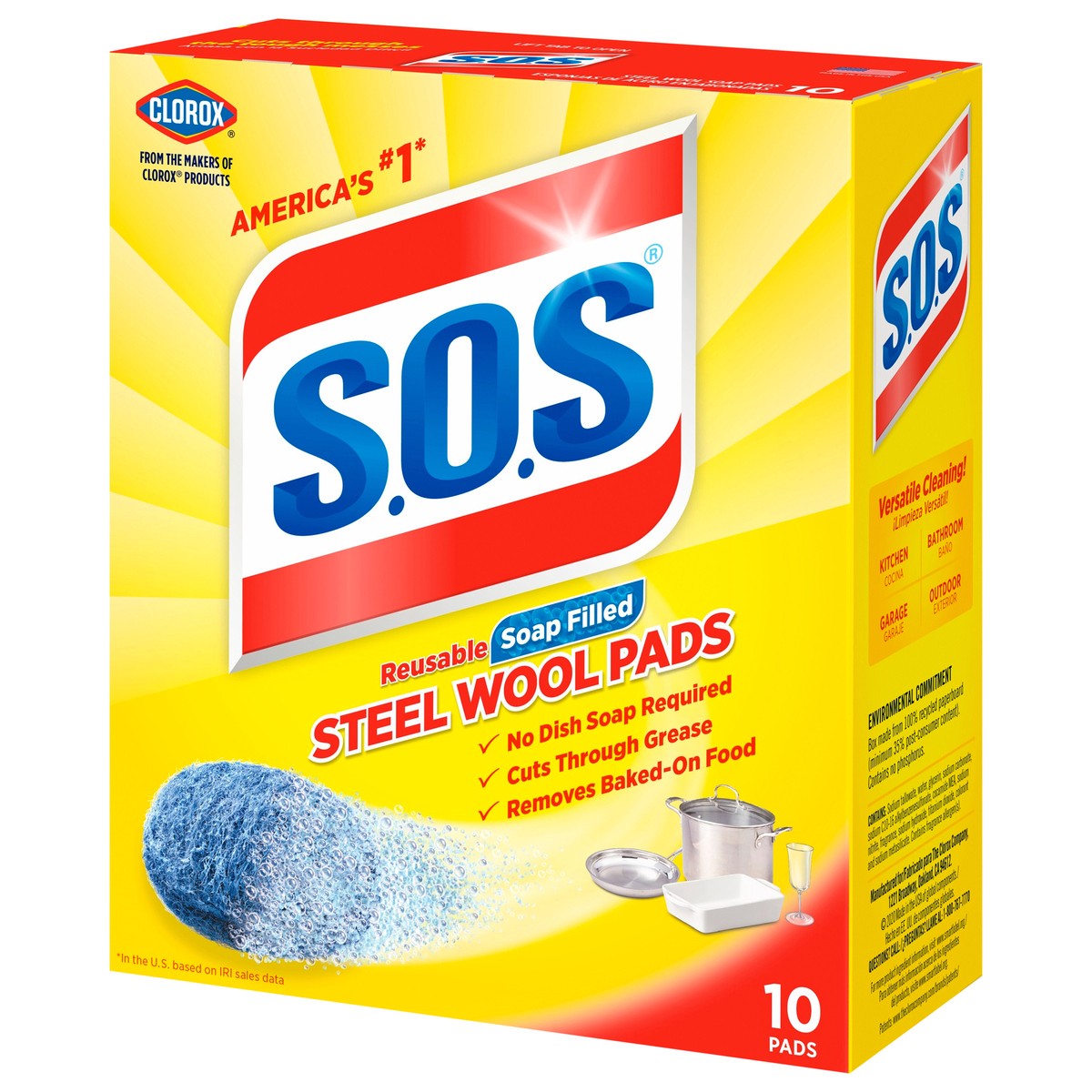 slide 3 of 13, S.O.S. Steel Wool Soap Pads, 10 ct
