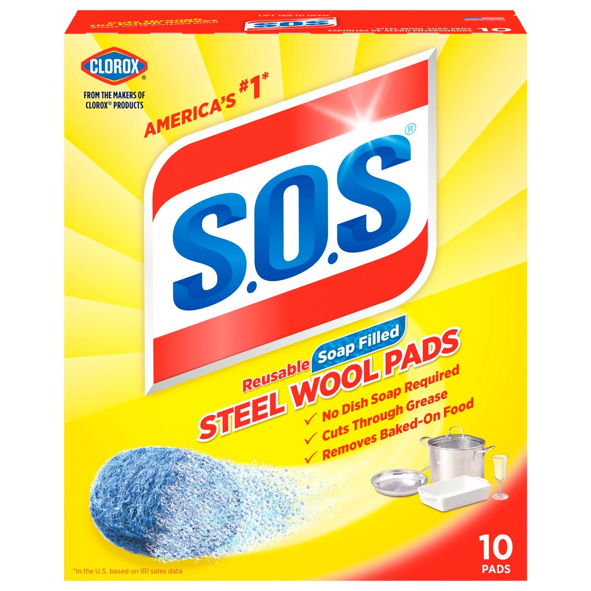 slide 9 of 13, S.O.S. Steel Wool Soap Pads, 10 ct