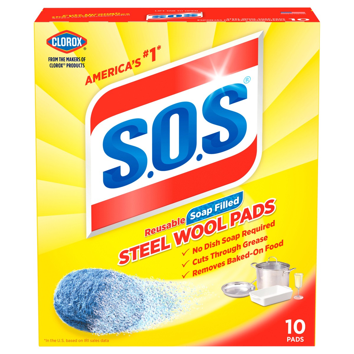 slide 1 of 13, S.O.S. Steel Wool Soap Pads, 10 ct